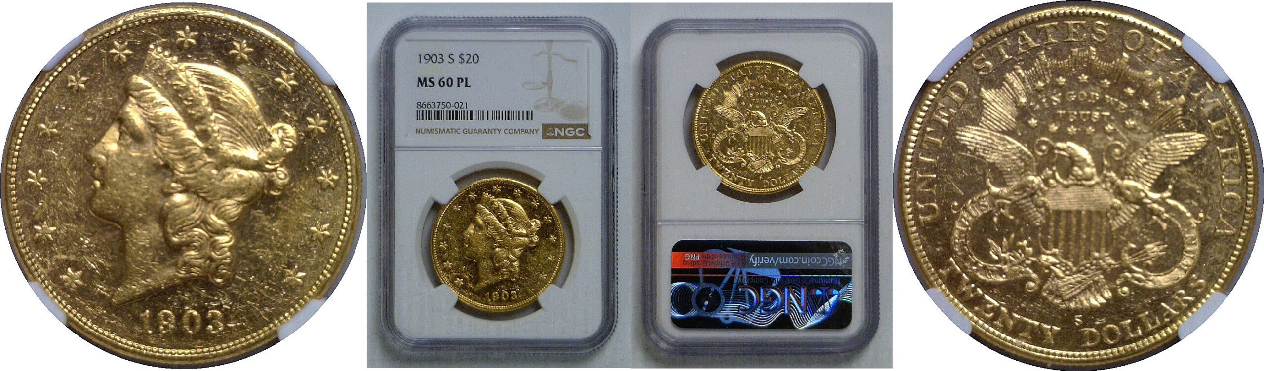 1903-S $20 Liberty   NGC MS-60 PL