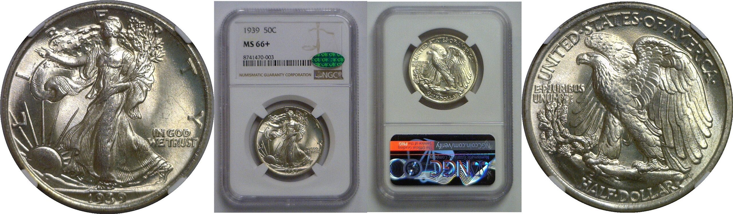 1939 Walking Liberty Half Dollar   NGC MS-66+  CAC