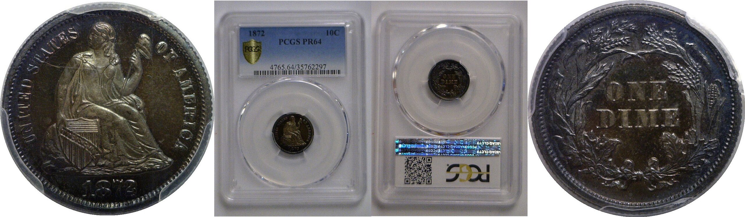 1872 Seated Liberty Half Dime   PCGS PR-64