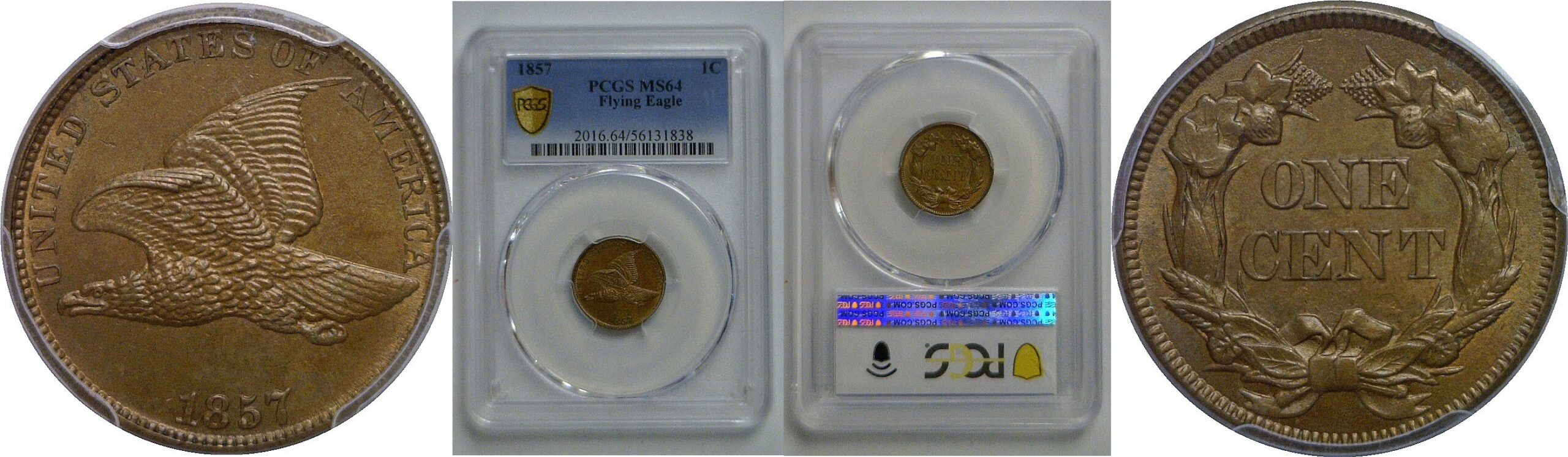 1857 Flying Eagle Cent   PCGS MS-64