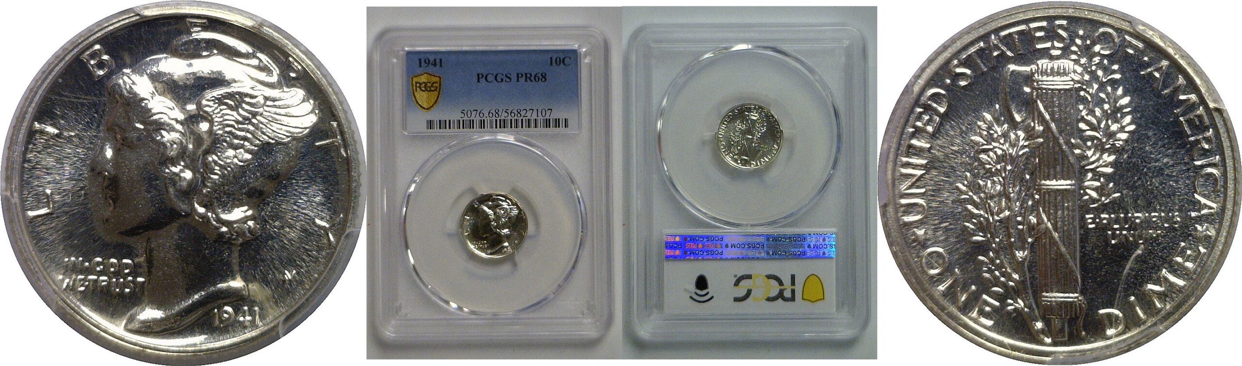 1941 Mercury Dime   PCGS PR-68
