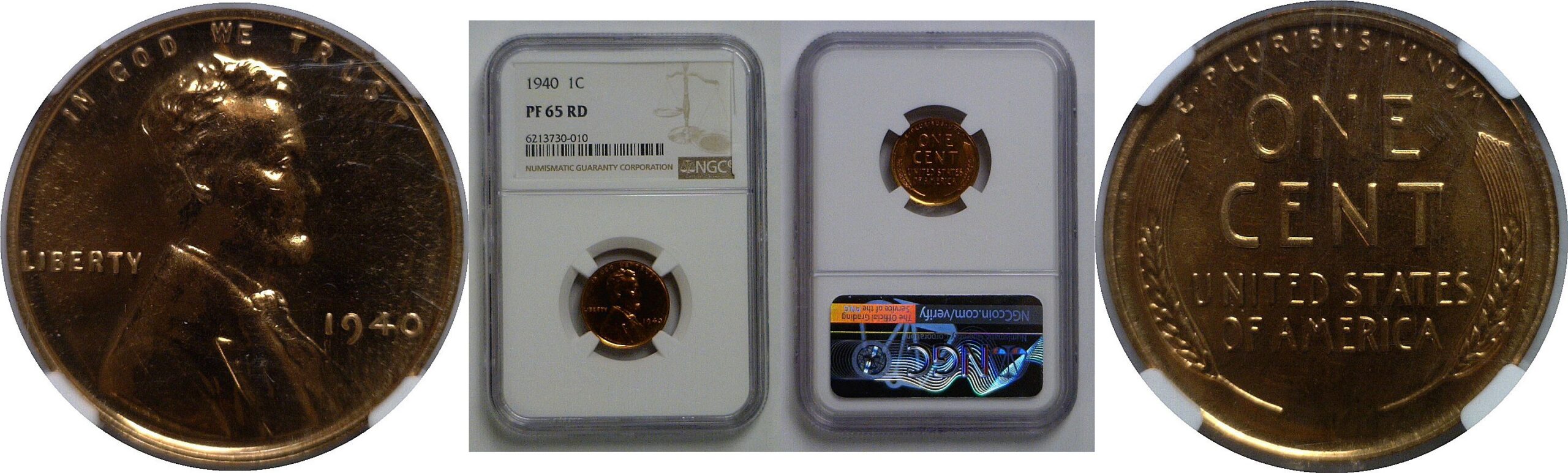 1940 Lincoln Cent   NGC PF-65 RD