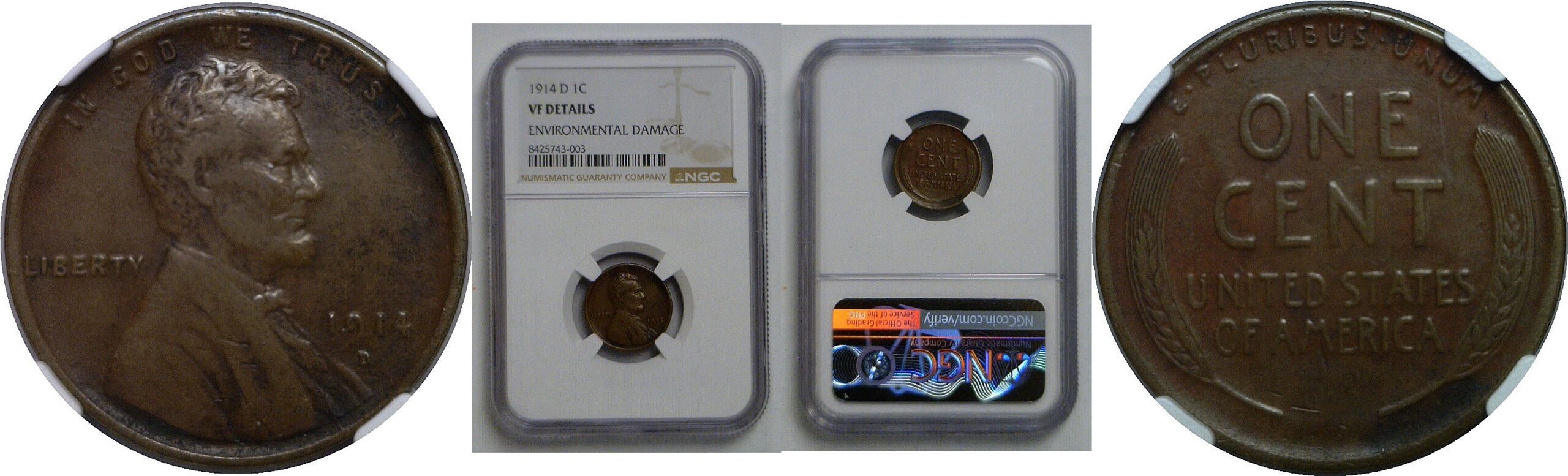 1914-D Lincoln Cent   NGC VF Details