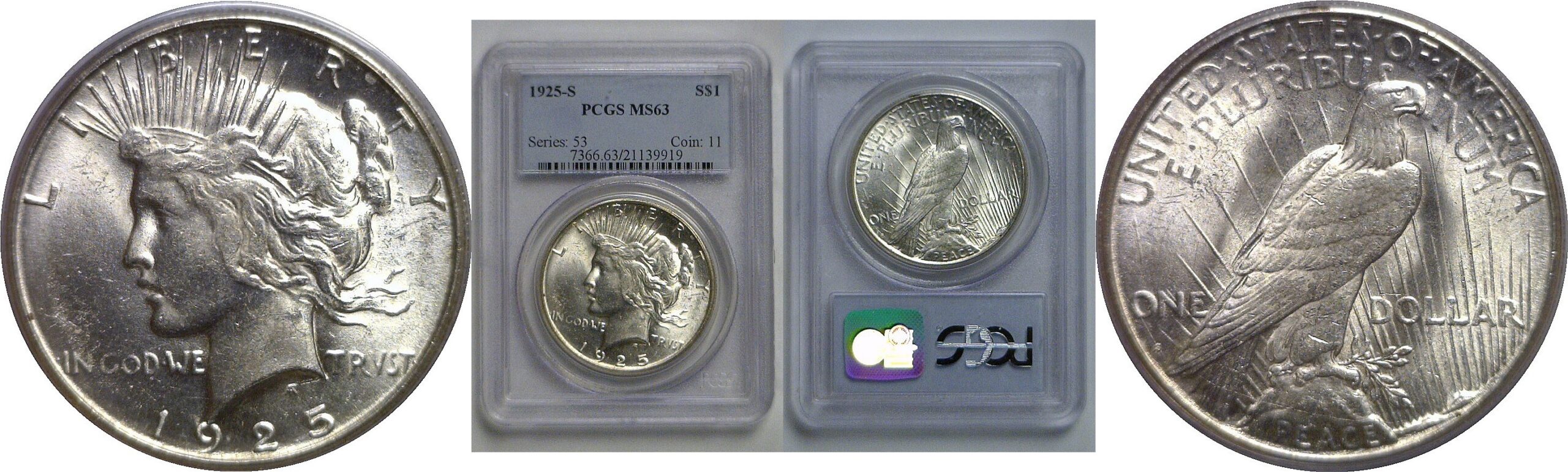 1925-S Peace Dollar   PCGS MS-63