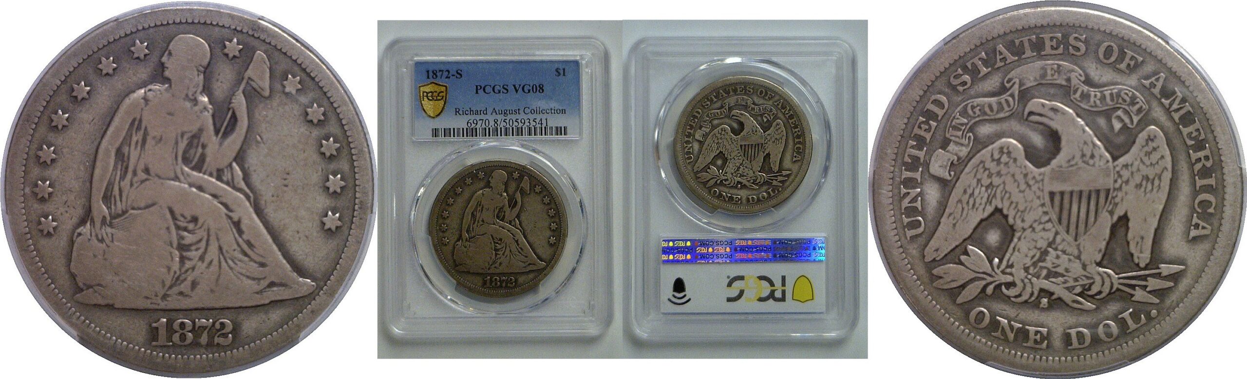 1872-S Seated Liberty Dollar   PCGS VG-8