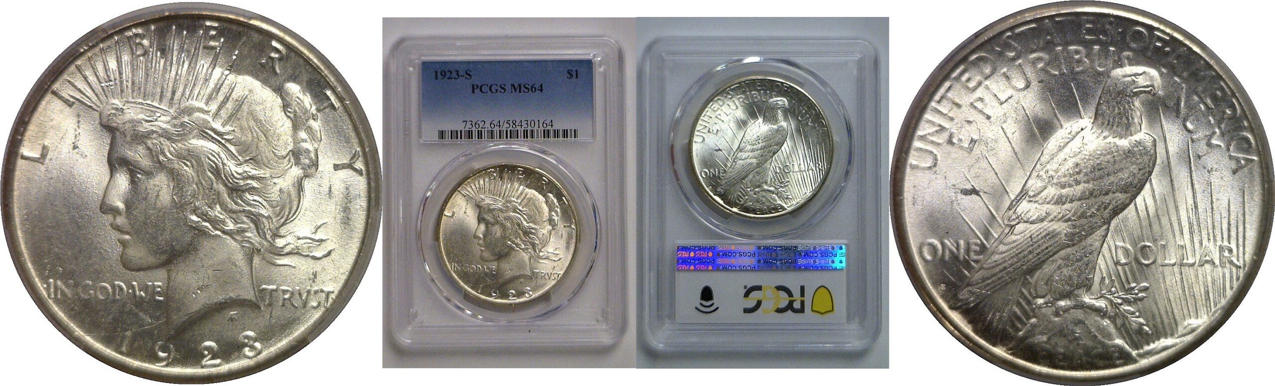 1923-S Peace Dollar   PCGS MS-64