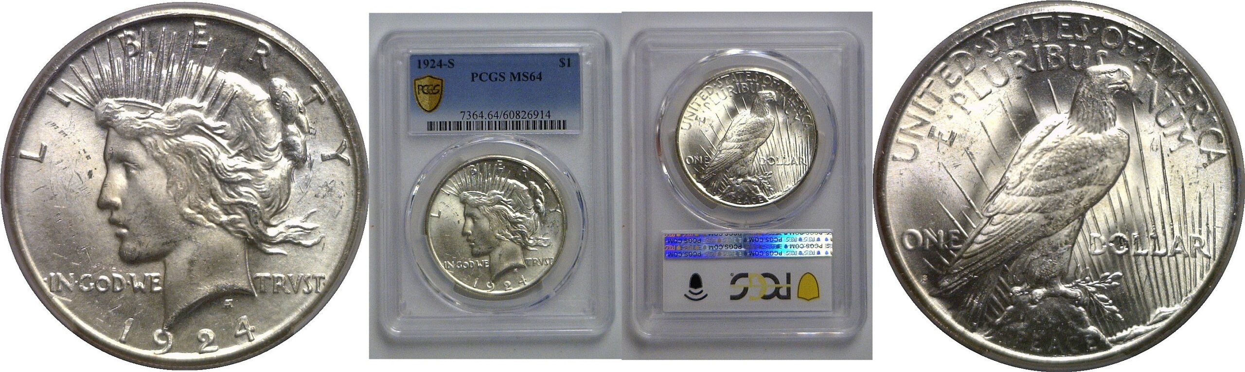 1924-S Peace Dollar   PCGS MS-64