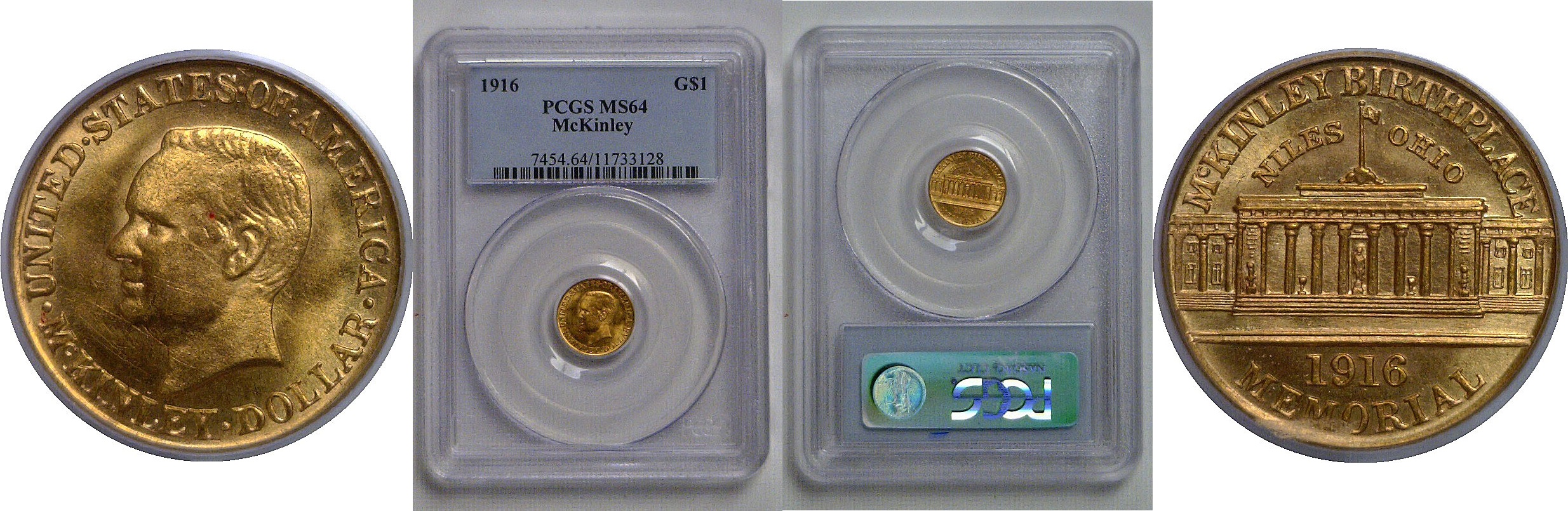 1916 $1 McKinley Gold Commemorative   PCGS MS-64