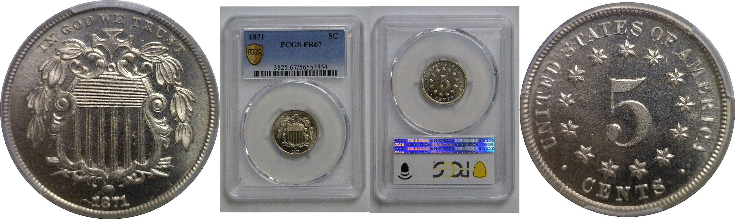 1871 Shield Nickel   PCGS PR-67