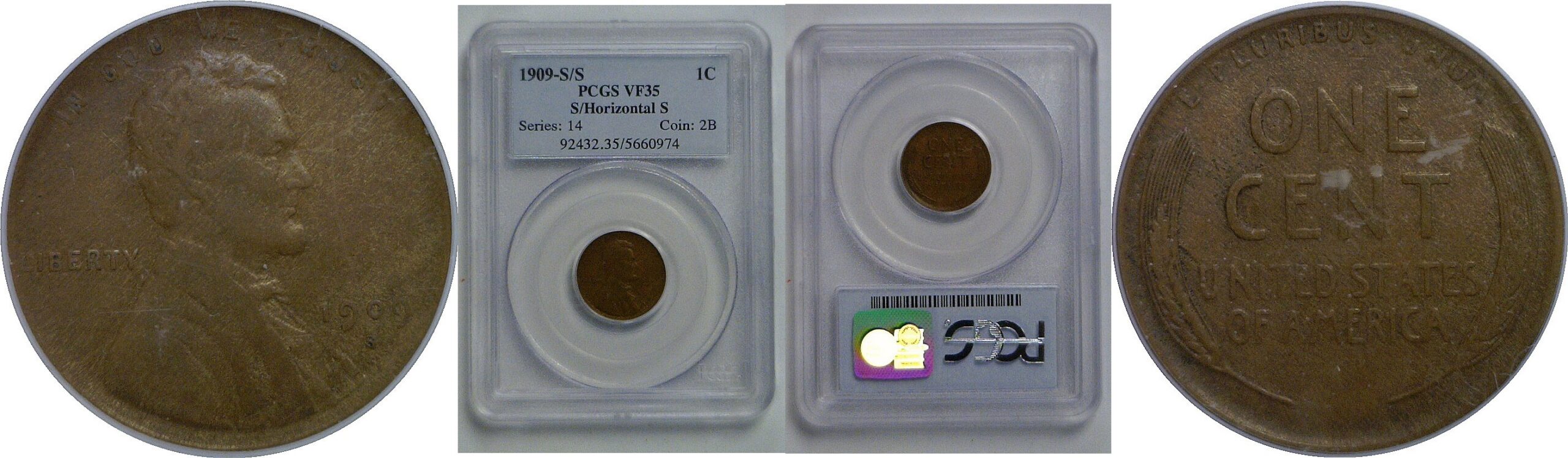 1909-S/S  Lincoln Cent   PCGS VF-35