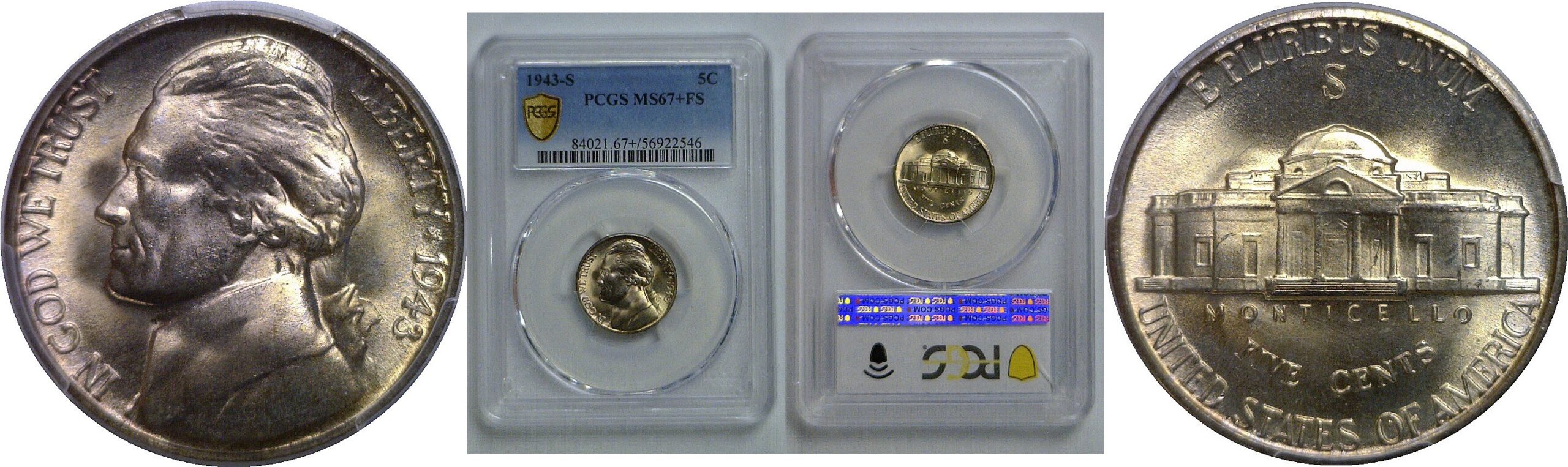 1943-S Jefferson Nickel   PCGS MS-67+ FS