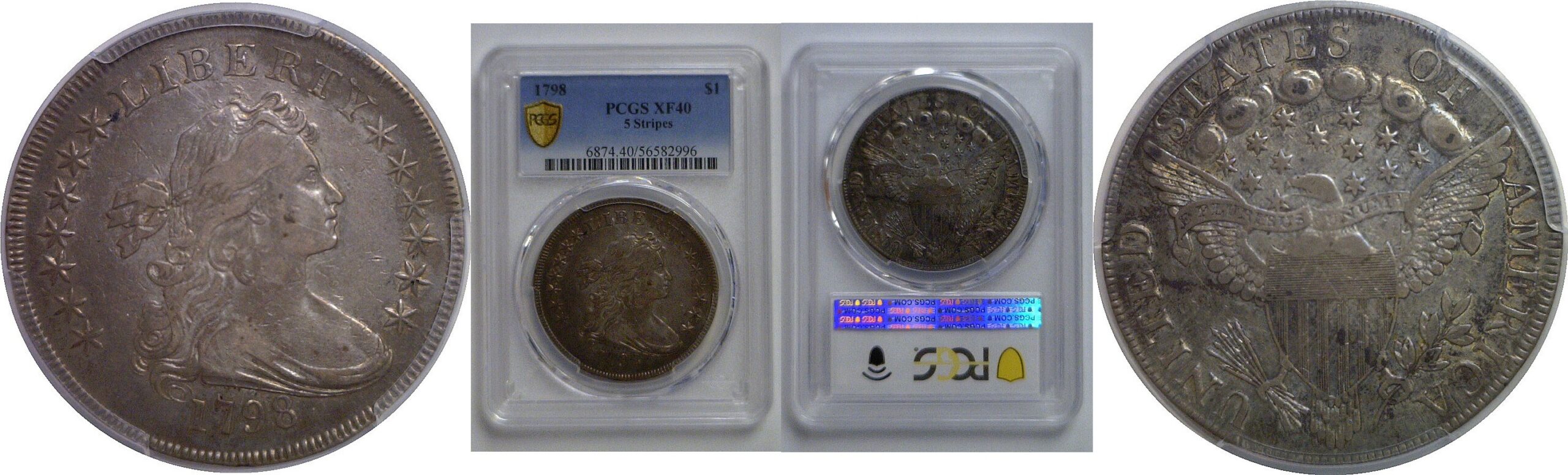 1798 5 Stripes   Bust Dollar   PCGS XF-40