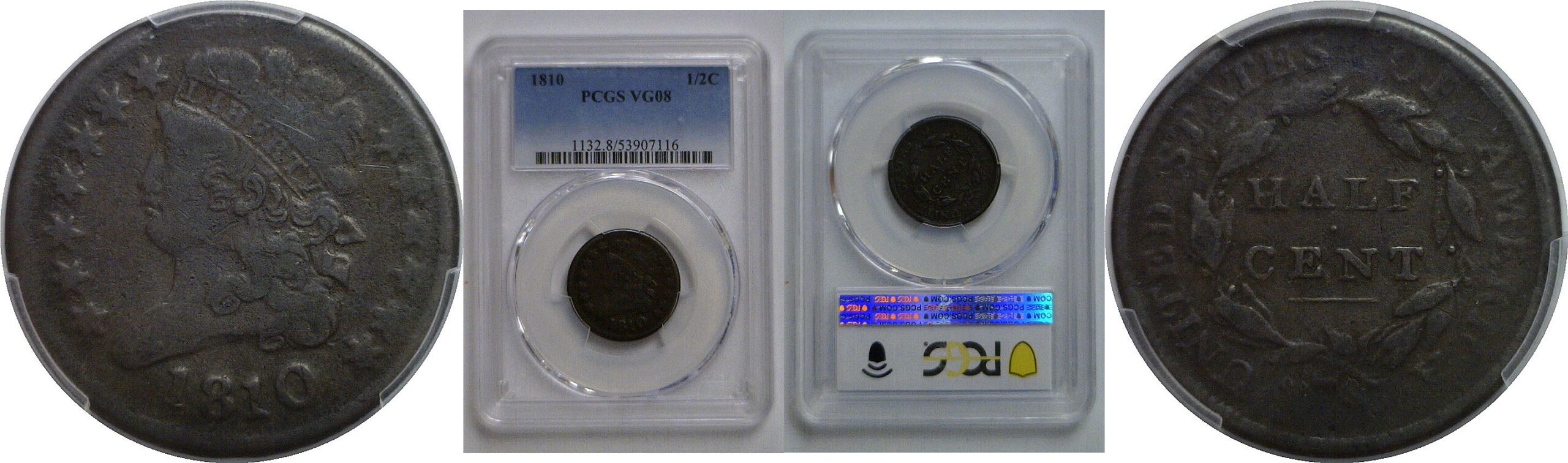 1810 Half Cent   PCGS VG-8