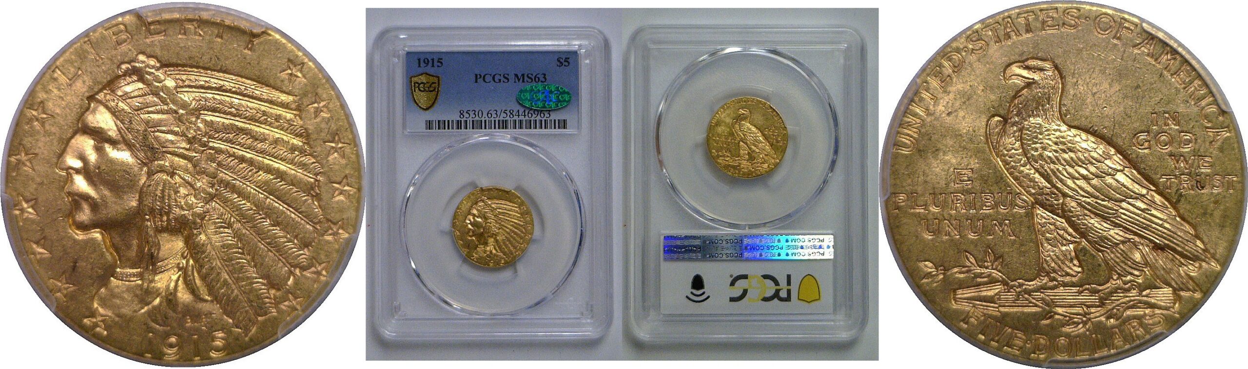 1915 $5 Indian   PCGS MS-63  CAC
