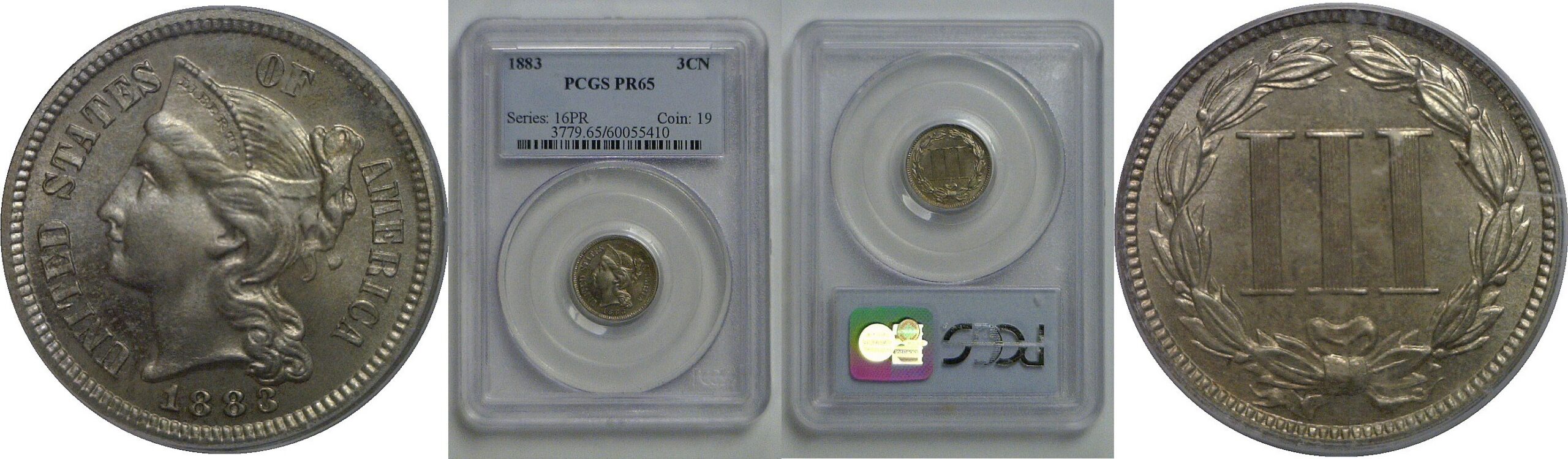 1883 Nickel Three Cent   PCGS PR-65