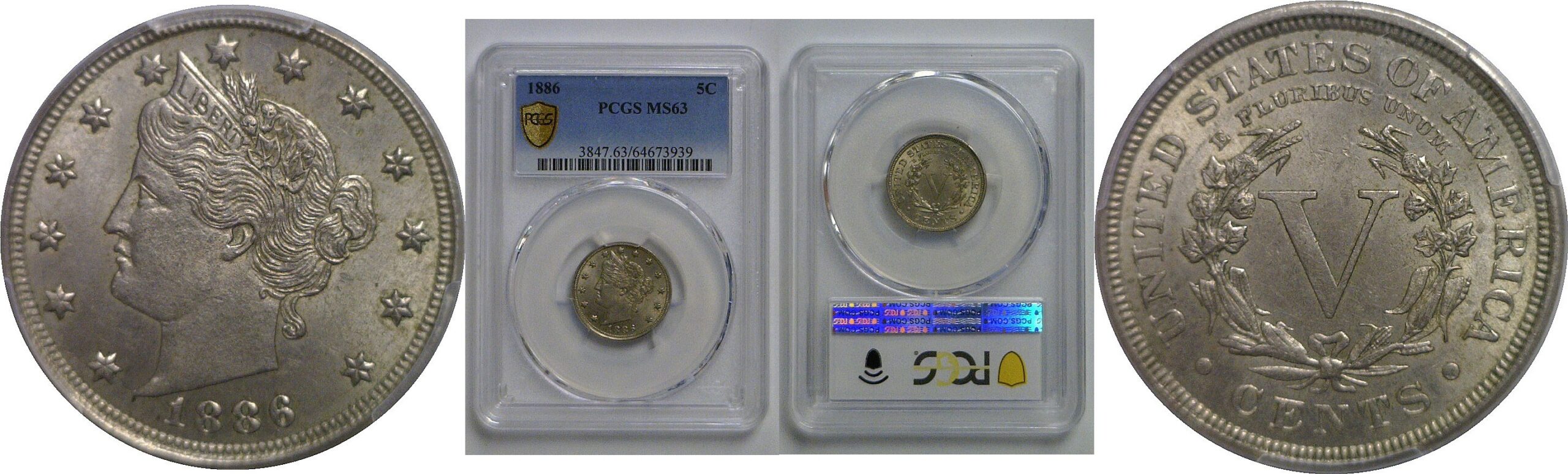 1886 Liberty Nickel   PCGS MS-63