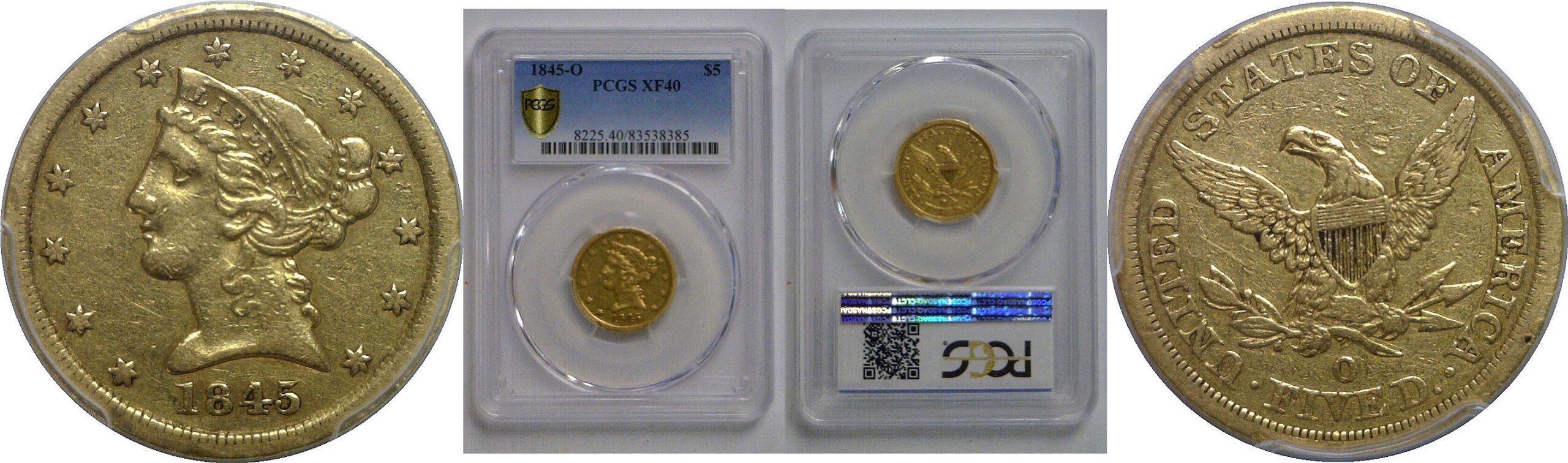 1845-O $5 Liberty   PCGS XF-40