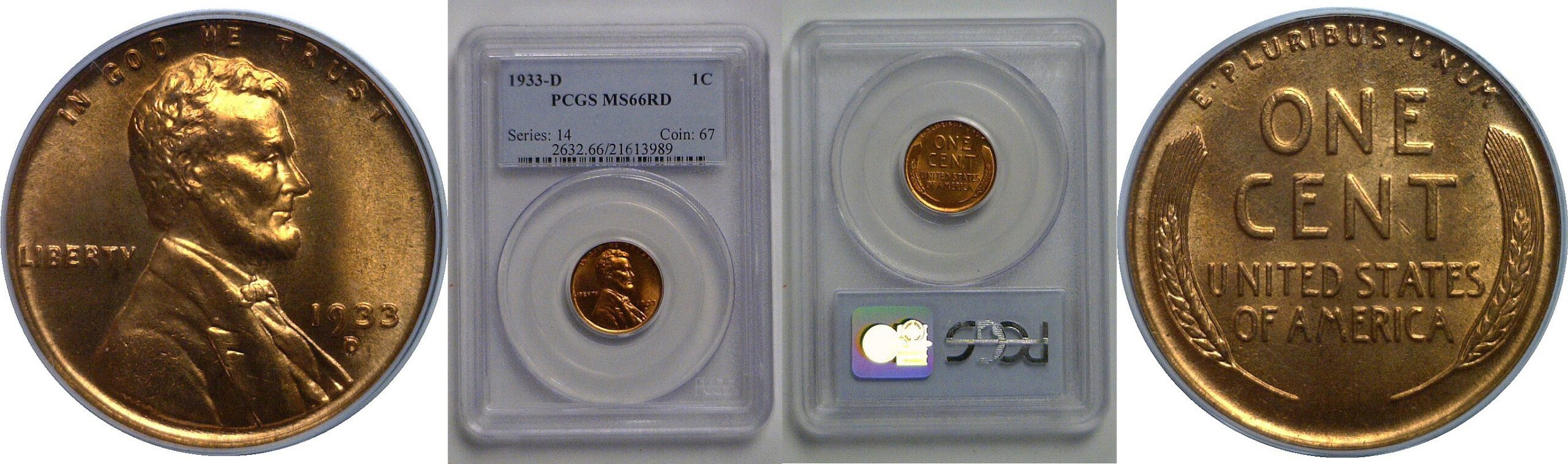 1933-D Lincoln Cent   PCGS MS-66 RD