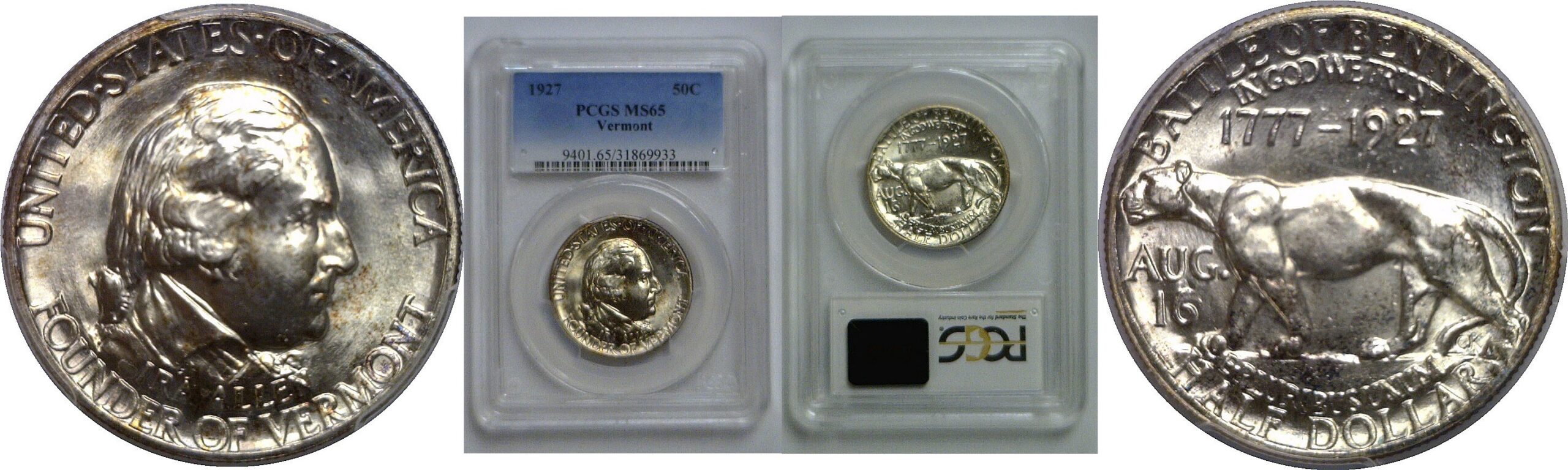 1927 Vermont Commemorative Half Dollar   PCGS MS-65