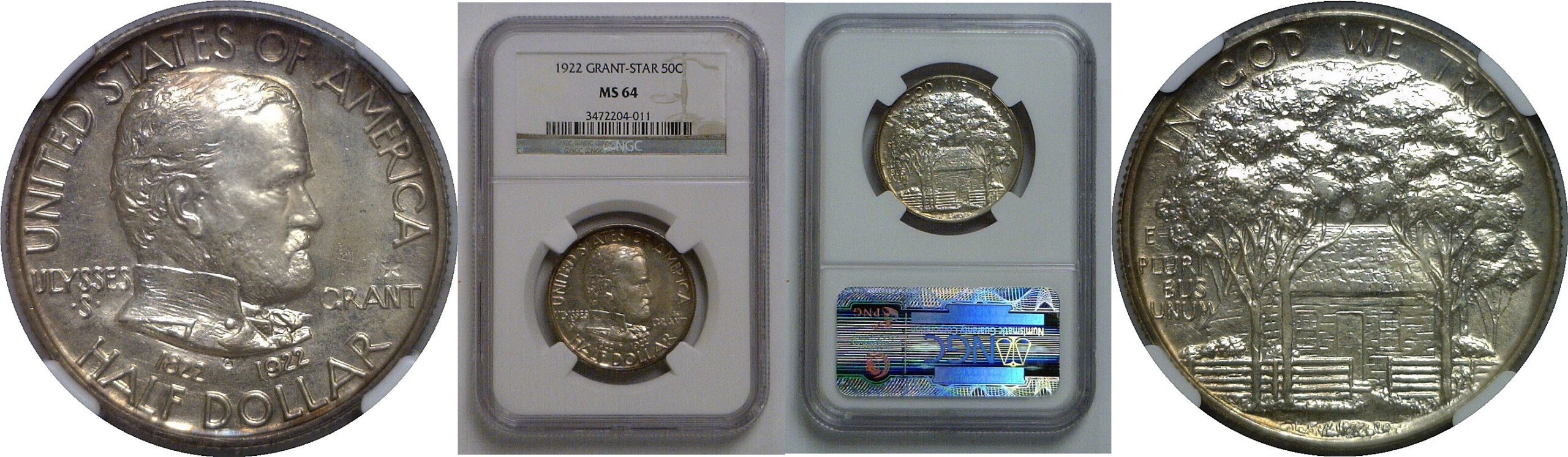 1922 Grant, with Star  Commemorative Half Dollar   NGC MS-64
