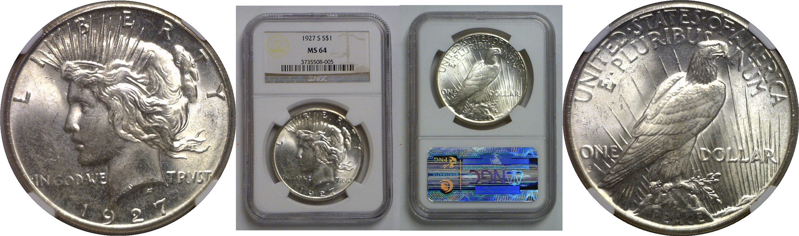 1927-S Peace Dollar   NGC MS-64