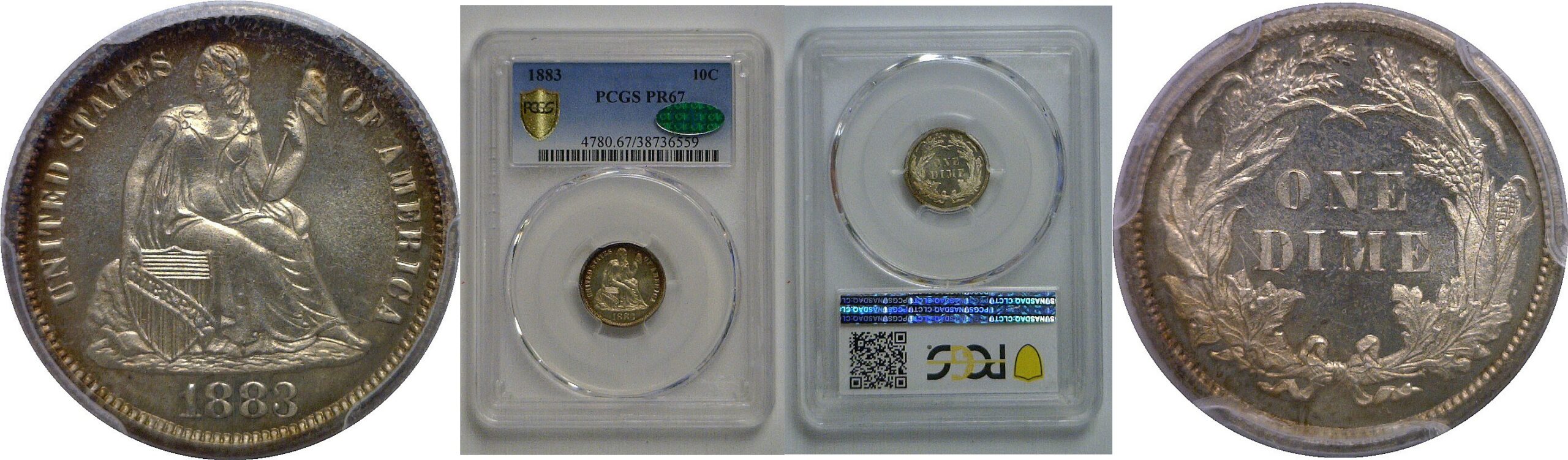 1883 Seated Liberty Dime   PCGS PR-67  CAC