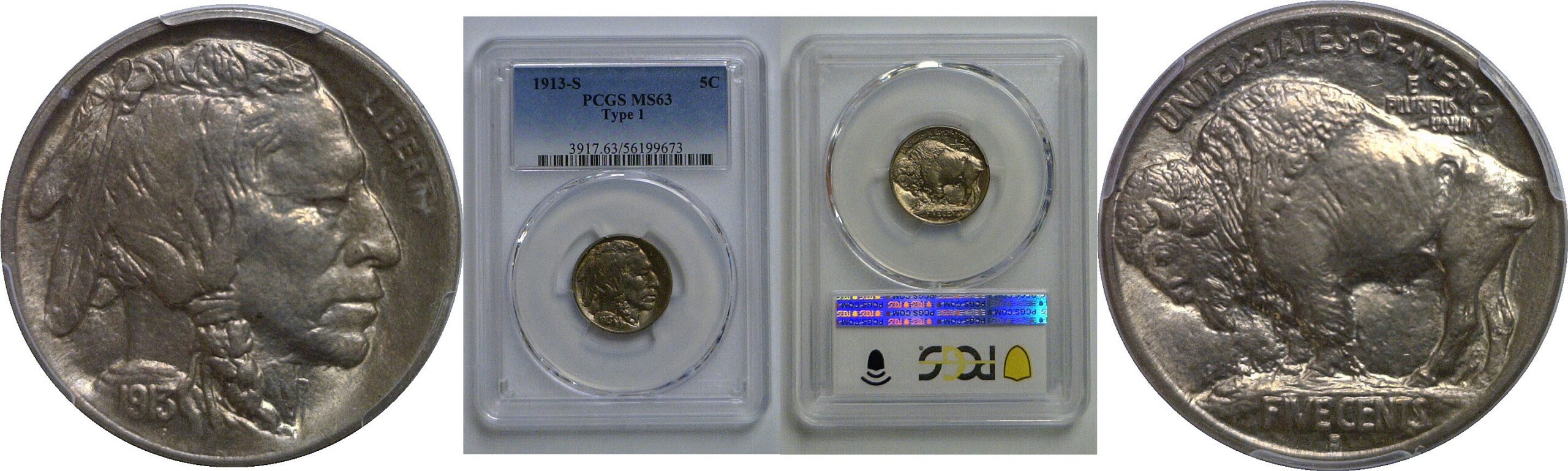 1913-S Type 1   Buffalo Nickel   PCGS MS-63