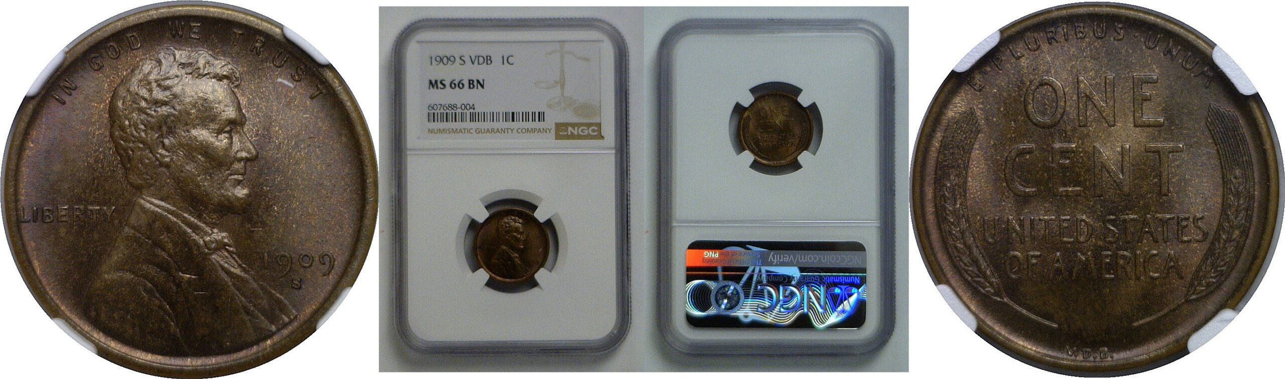 1909-S VDB  Lincoln Cent   NGC MS-66 BN