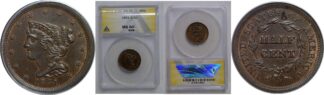 1851 Half Cent   ANACS MS-60 BRN