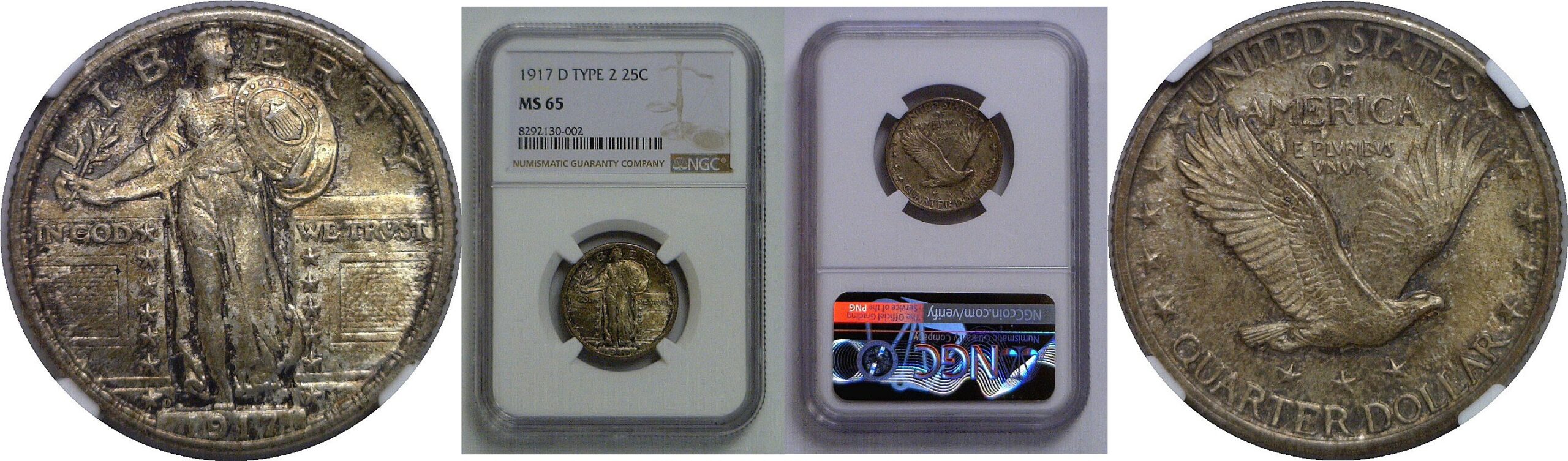 1917-D T-2  Standing Liberty Quarter   NGC MS-65