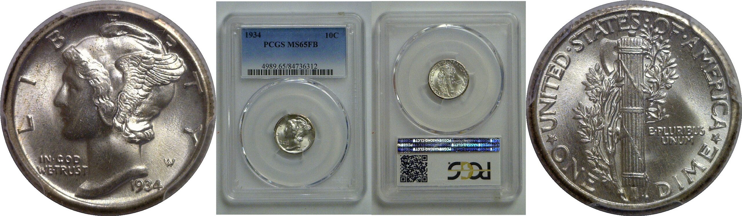 1934 Mercury Dime   PCGS MS-65 FB