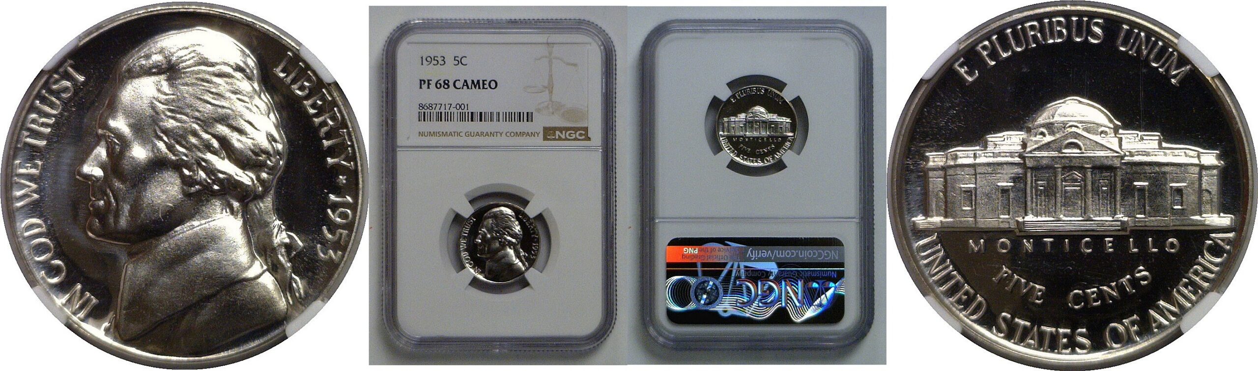 1953 Jefferson Nickel   NGC PF-68 Cameo