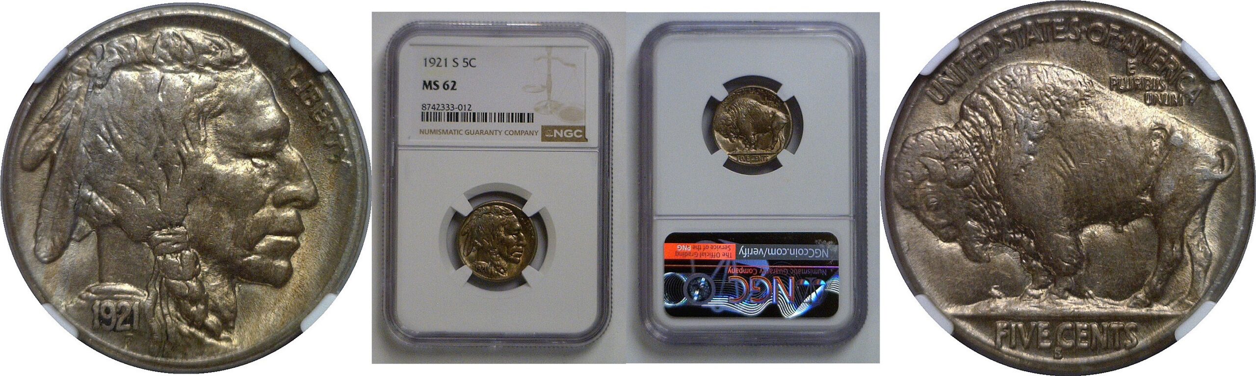 1921-S Buffalo Nickel   NGC MS-62