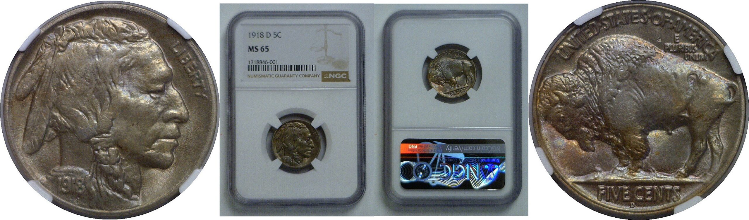 1918-D Buffalo Nickel   NGC MS-65