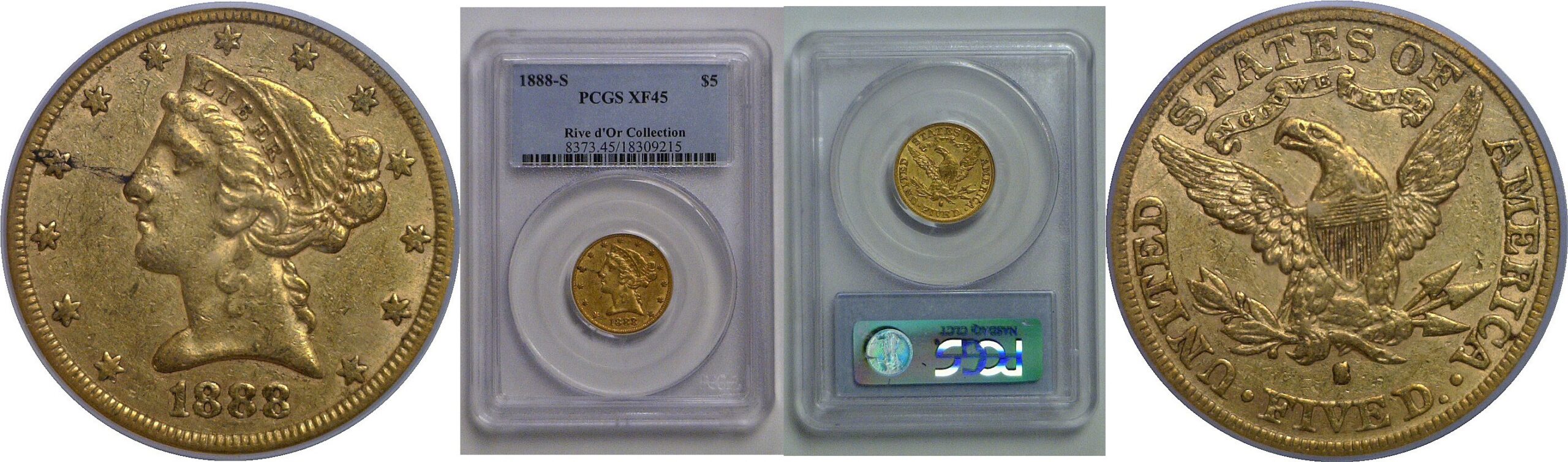 1888-S $5 Liberty   PCGS XF-45