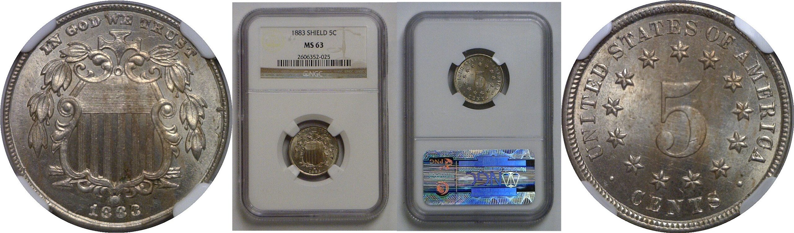 1883 Shield Nickel   NGC MS-63