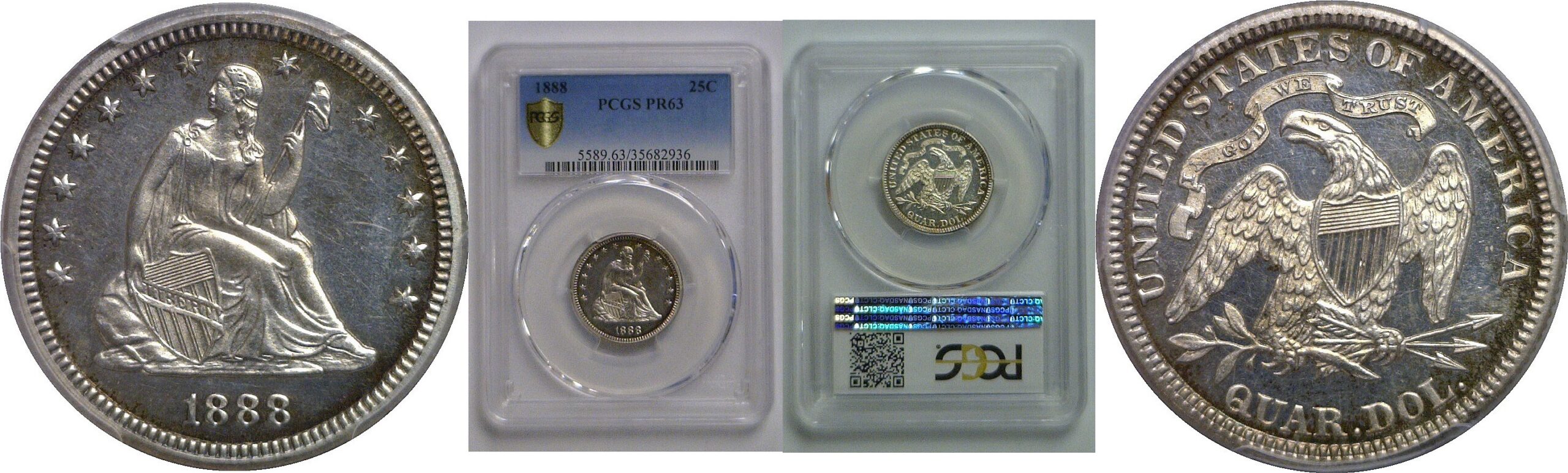 1888 Seated Liberty Quarter   PCGS PR-63