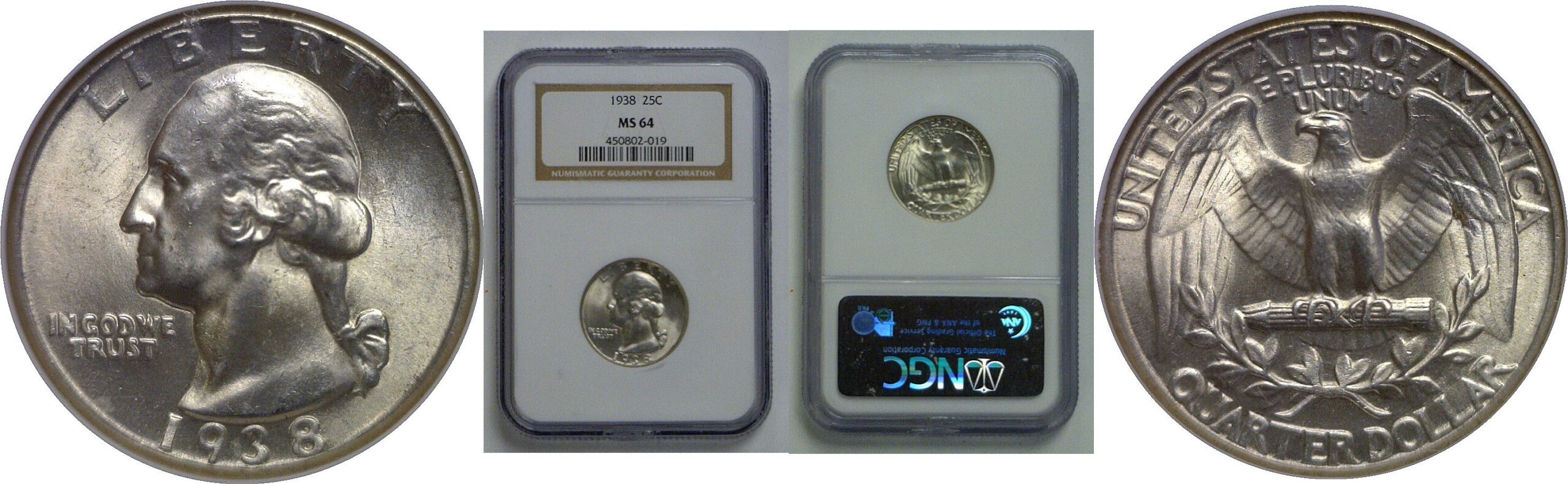 1938 Washington Quarter   NGC MS-64