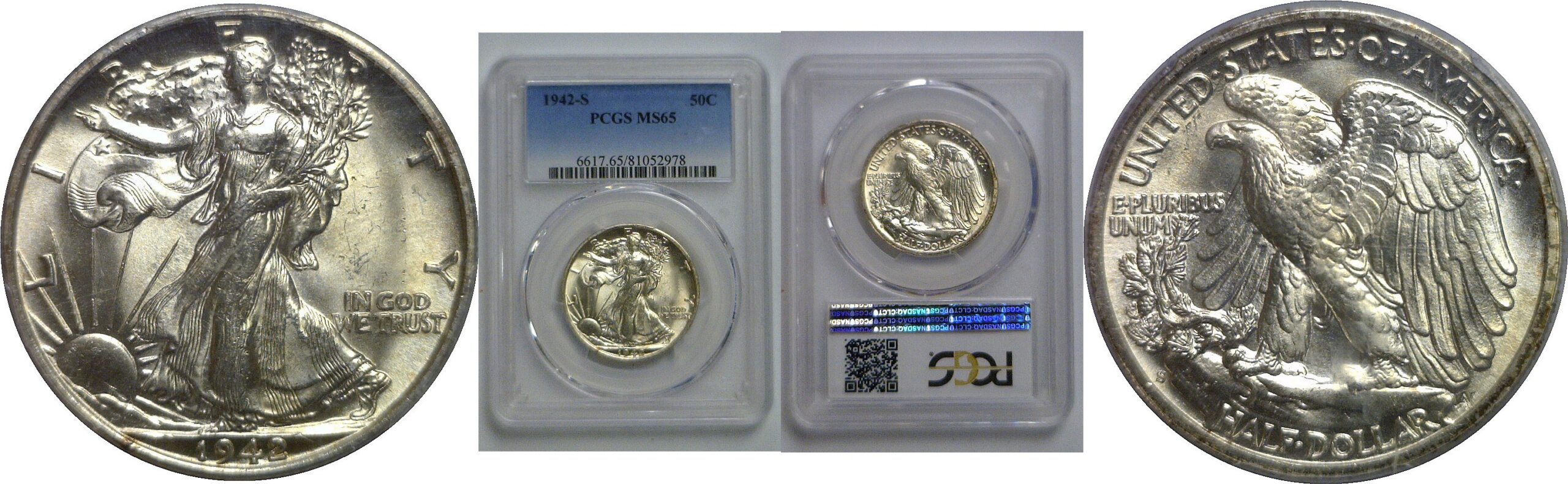1942-S Walking Liberty Half Dollar   PCGS MS-65