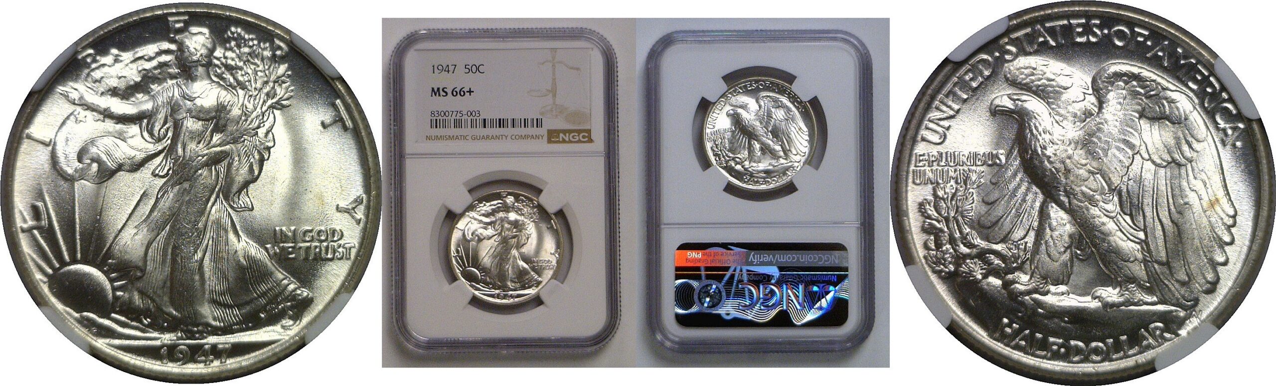 1947 Walking Liberty Half Dollar   NGC MS-66+