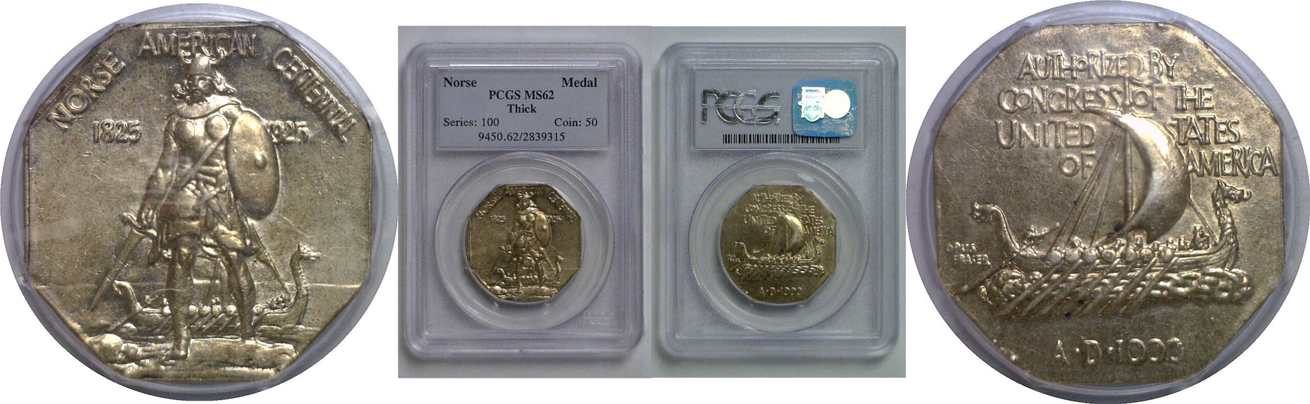 1925 Norse Medal, Thick Planchet   PCGS MS-62