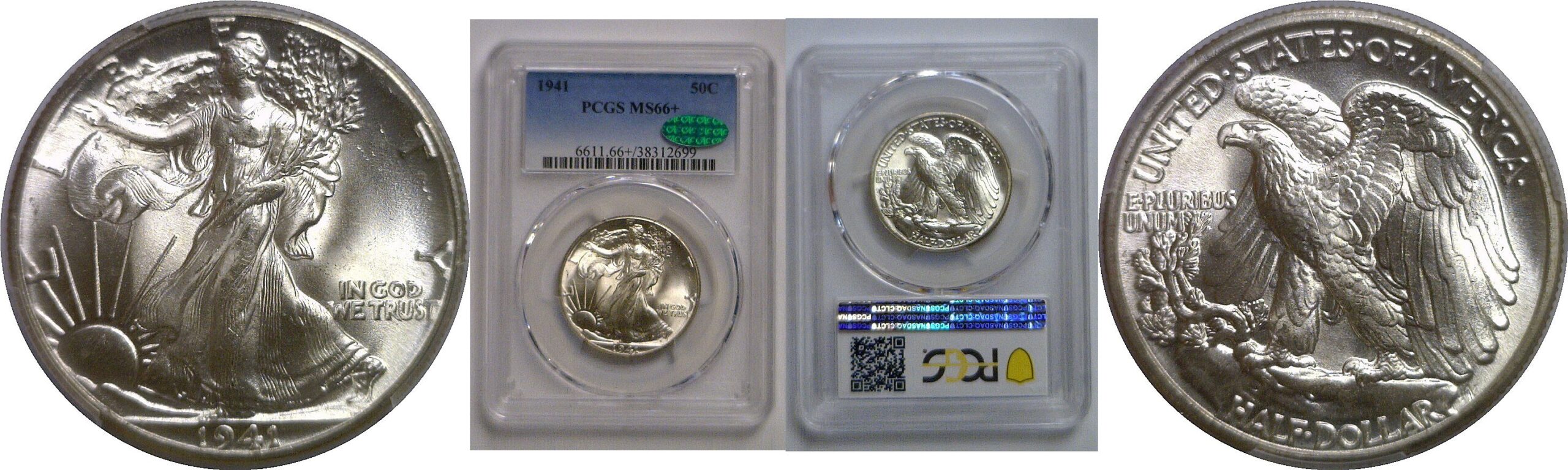 1941 Walking Liberty Half Dollar   PCGS MS-66+  CAC