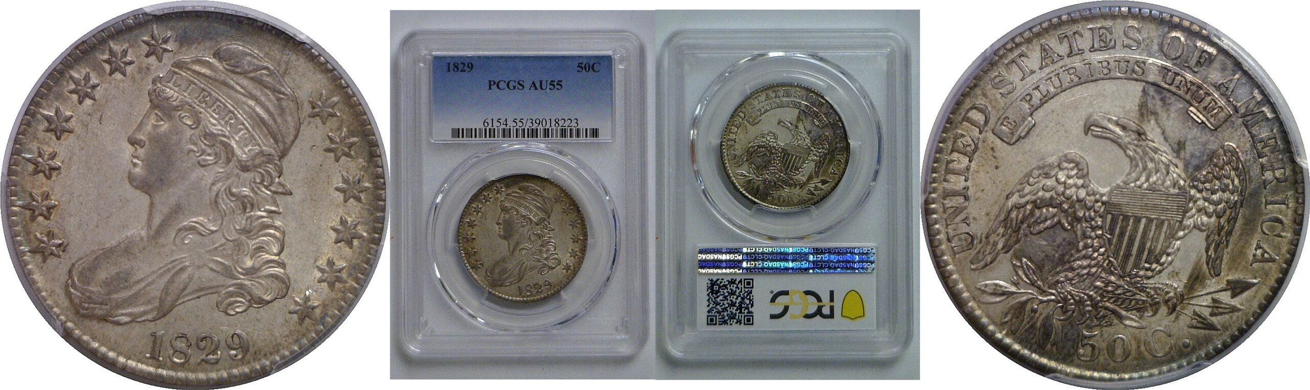 1829 Bust Half Dollar   PCGS AU-55