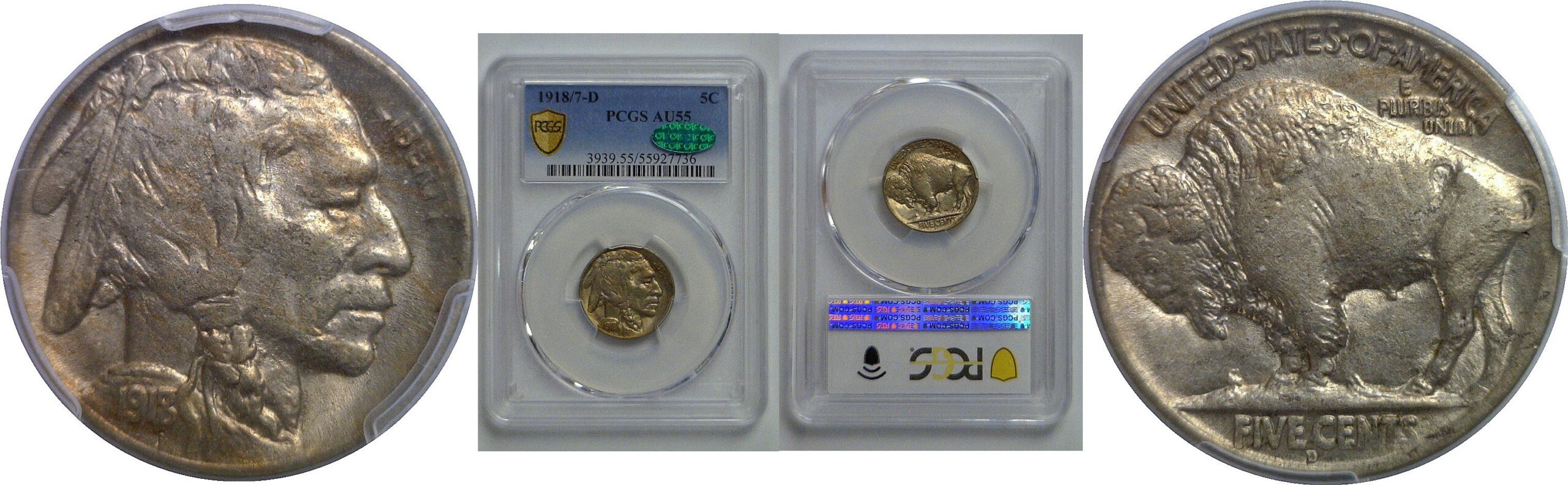 1918/7-D Buffalo Nickel   PCGS AU-55  CAC