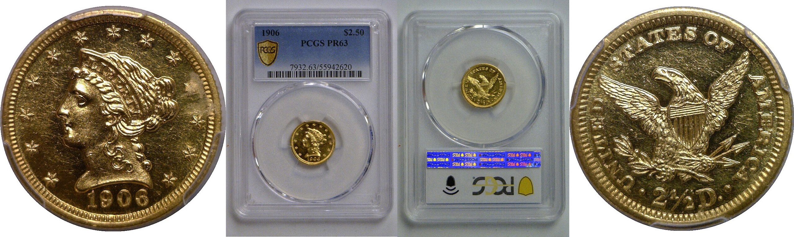 1906 $2 1/2 Liberty   PCGS PR-63