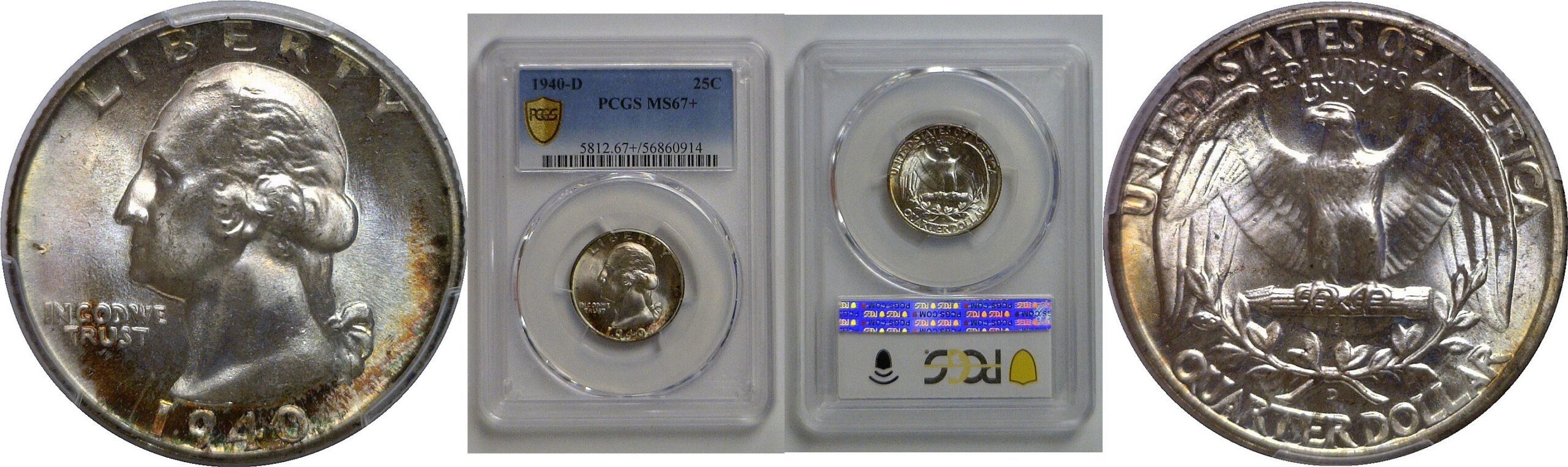 1940-D Washington Quarter   PCGS MS-67+