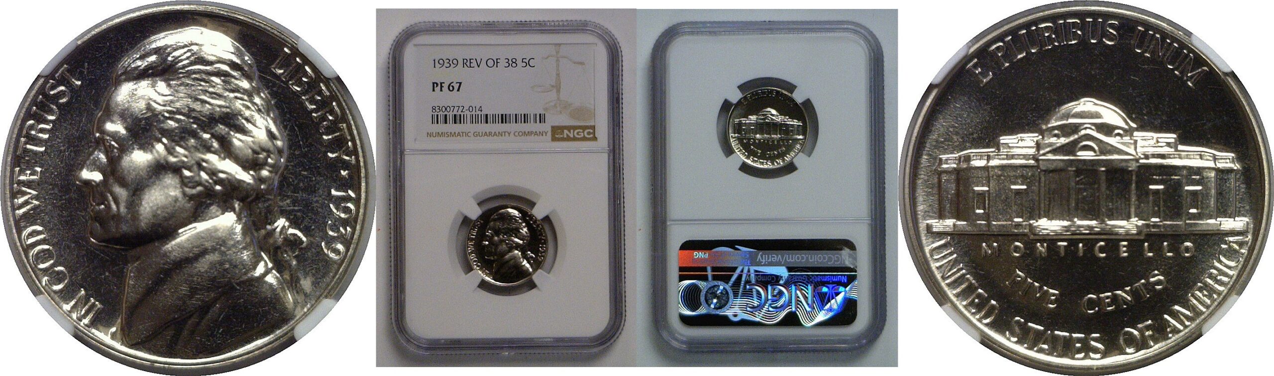 1939 Reverse of 1938   Jefferson Nickel   NGC PF-67