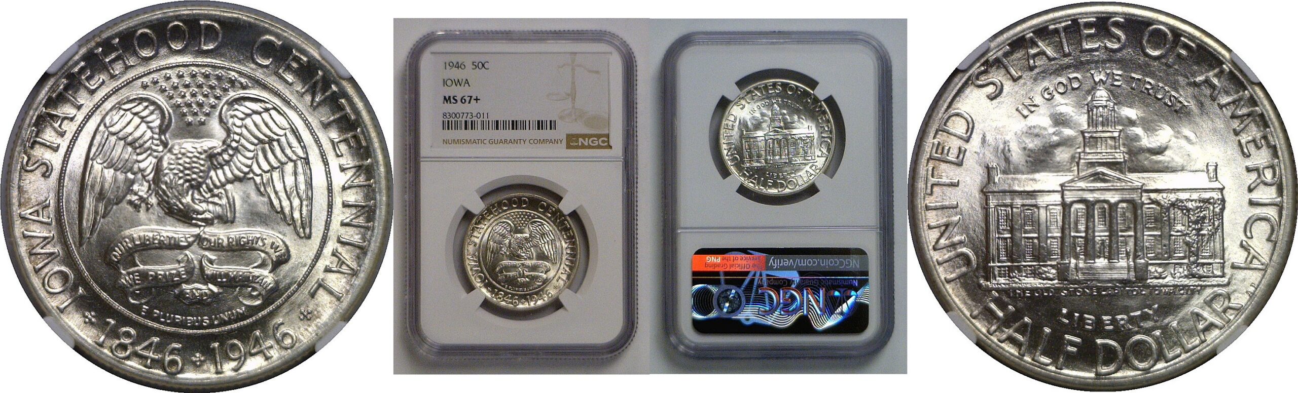 1946 Iowa Commemorative Half Dollar   NGC MS-67+