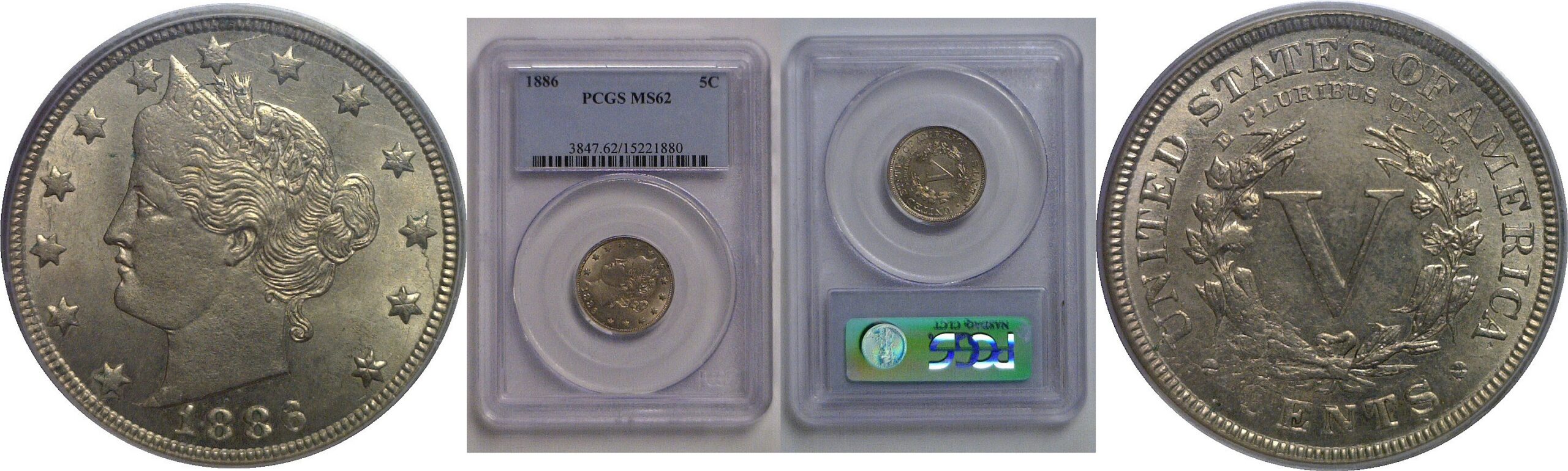 1886 Liberty Nickel   PCGS MS-62