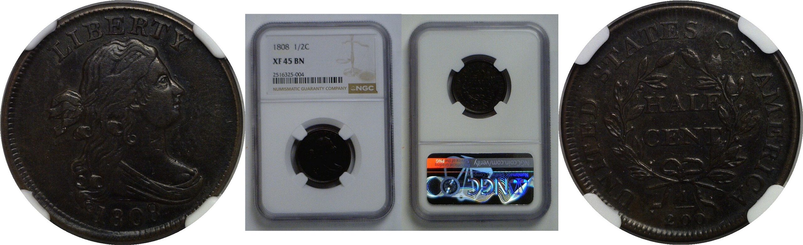 1808 Half Cent   NGC XF-45
